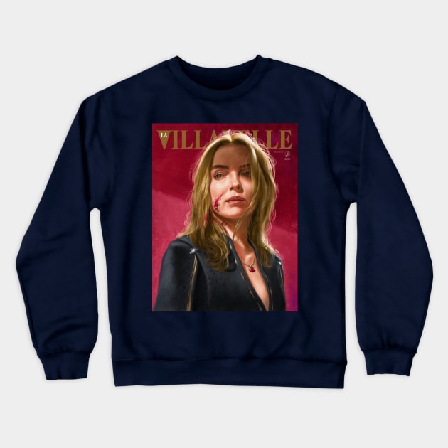 Villanelle Painted Portrait Crewneck Sweatshirt by wolfgangleblanc